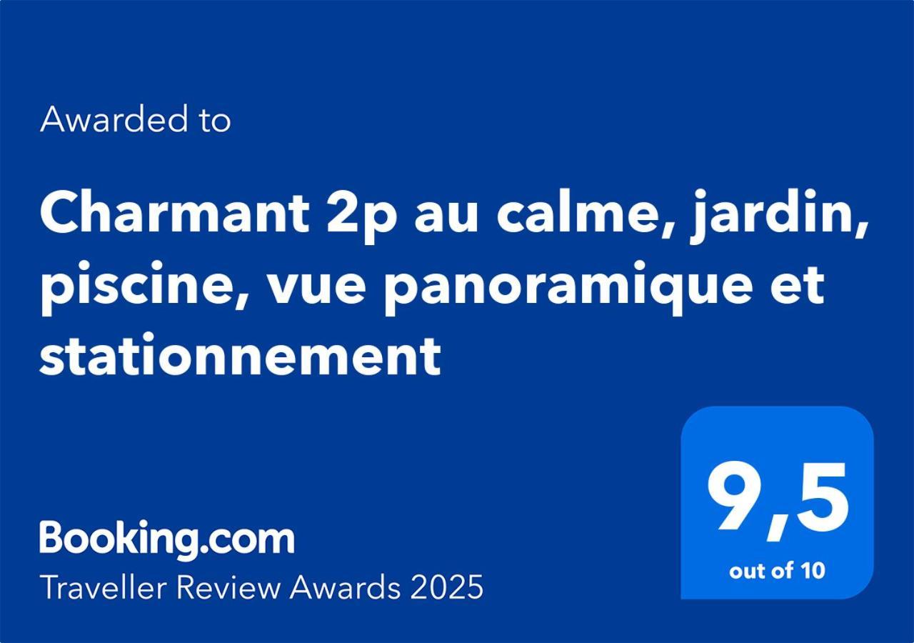 Charmant 2P Au Calme, Jardin, Piscine, Vue Panoramique Et Stationnement Villeneuve-Loubet Eksteriør bilde